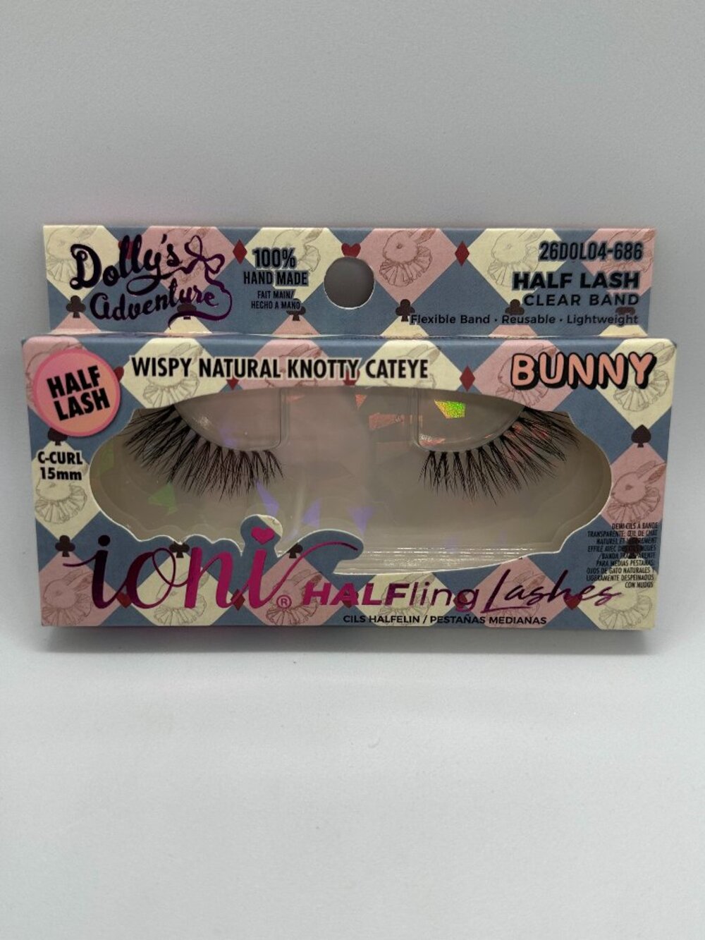 IONI Dolly’s Adventure Bunny 3D Faux Mink HALF Lash Wispy Natural Knotty Cateye